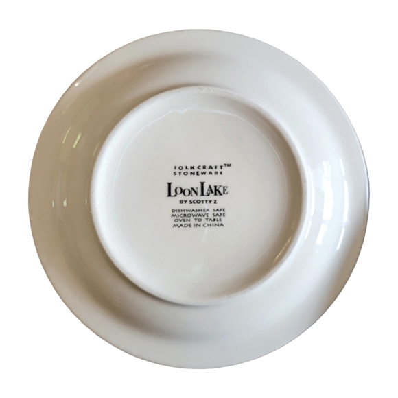 1 Vtg Folkcraft Stoneware Loon Lake Scotty Z Salad Dessert Plate Oven To Table - Picture 2 of 3